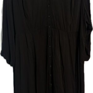 Torrid Black V-Neck Button Down Dress